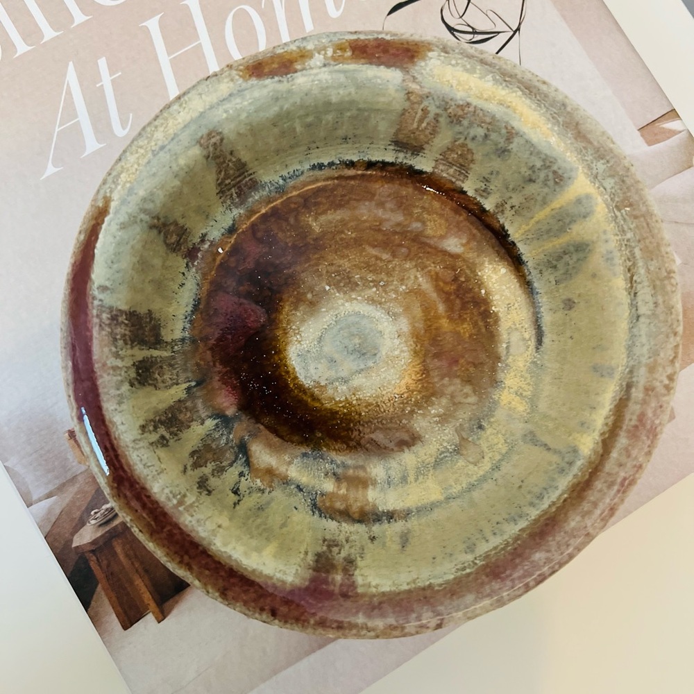 GORGEOUS HANDMADE STUDIO POTTERY BOWL NEUTRAL STUNNING COLORS MID-CENTURY STYLE - Picture 2 of 8
